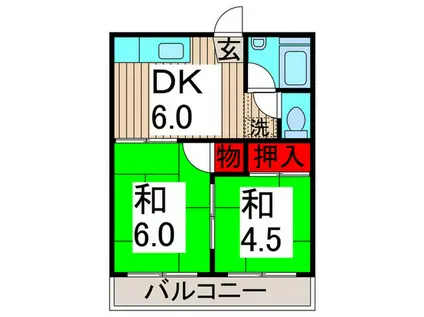 第二タウンコーポ浅田(2DK/2階)の間取り写真