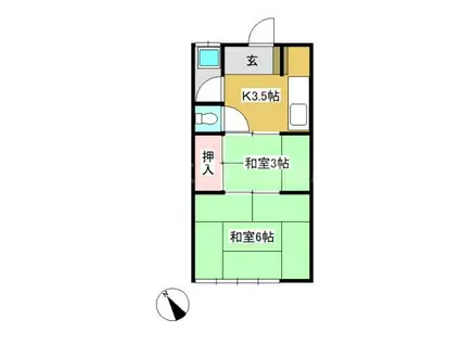 第2プリンスアパート(2K/1階)の間取り写真