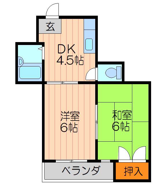 秀和第2ハイツ(2DK/4階)の間取り写真