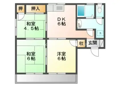 コーポ中村Ⅱ(3DK/2階)の間取り写真