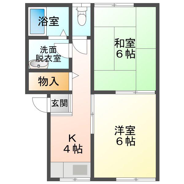 小川ハイツ2号(2K/2階)の間取り写真