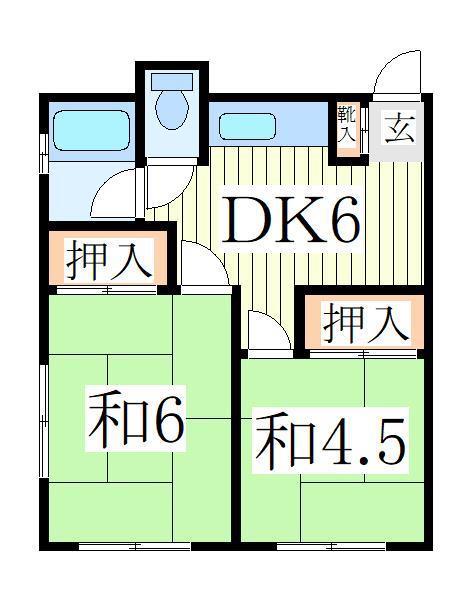 神戸荘(2DK/2階)の間取り写真