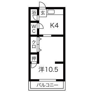 コーポ中砂(1K/1階)の間取り写真