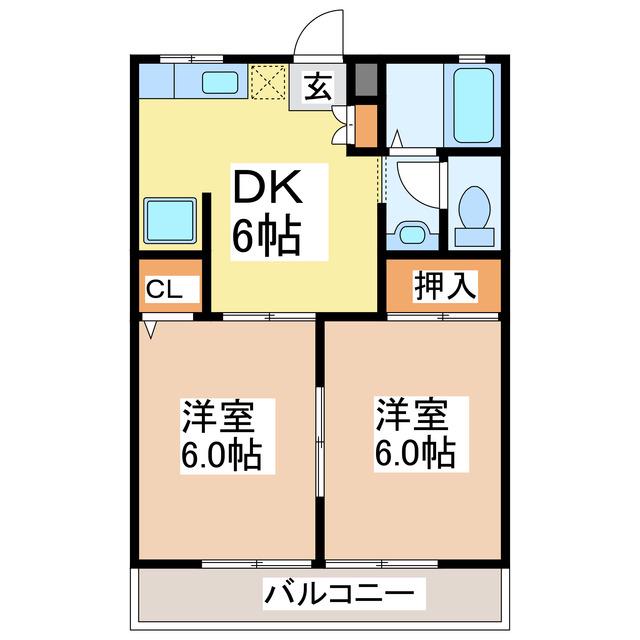 ベル・ヴィ21(2DK/2階)の間取り写真
