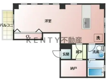 三恵ハウスB(ワンルーム/2階)の間取り写真