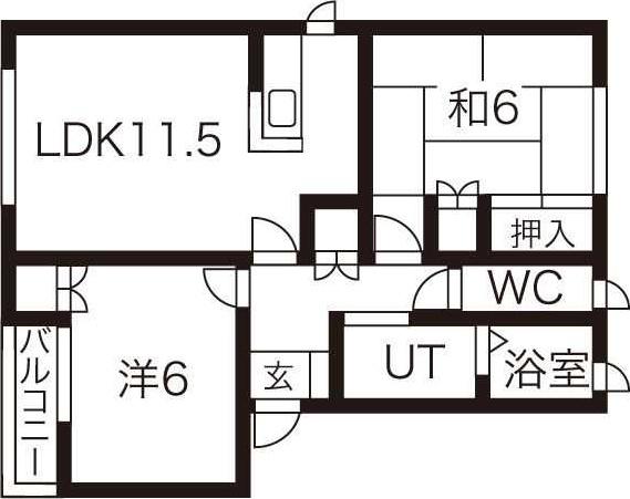 メゾンリリーフ長岡A棟(2LDK/2階)の間取り写真