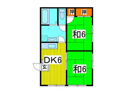 レジデンツ藤(2DK/2階)の間取り写真