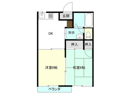 フレグランス壱番館(2DK/2階)の間取り写真