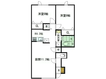 ラ・マトリスIII(2LDK/1階)の間取り写真