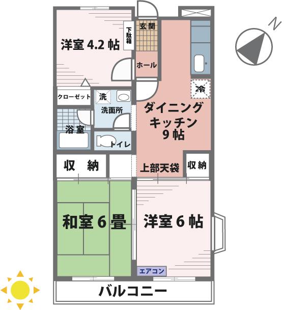 ヴェルディオ坂戸(3DK/5階)の間取り写真