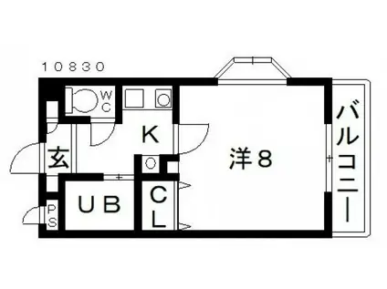 プロスパーハイツ古市(1K/8階)の間取り写真