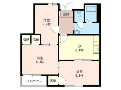 シャーメゾン しまむらコーポ(3DK/1階)の間取り写真