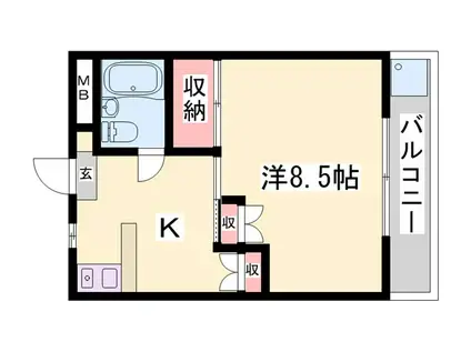 グランシード高田台北棟(1K/1階)の間取り写真