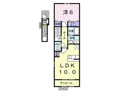ラック ヴィラII B(1LDK/2階)の間取り写真