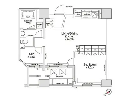 カスタリア目黒かむろ坂(1SLDK/14階)の間取り写真