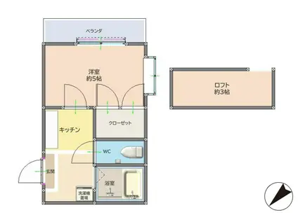 ベルガーデンA(1K/2階)の間取り写真