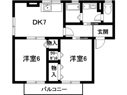 セジュール竹下(2DK/2階)の間取り写真