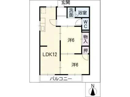 メゾン米野(2LDK/2階)の間取り写真