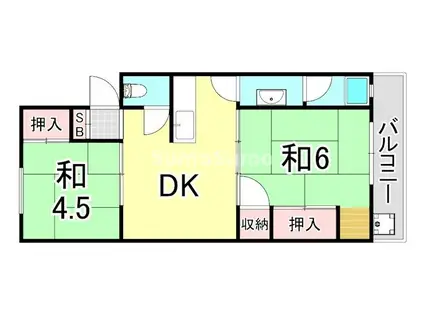 マンション西宮(2DK/2階)の間取り写真