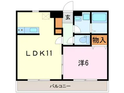 シークレフ(1LDK/2階)の間取り写真