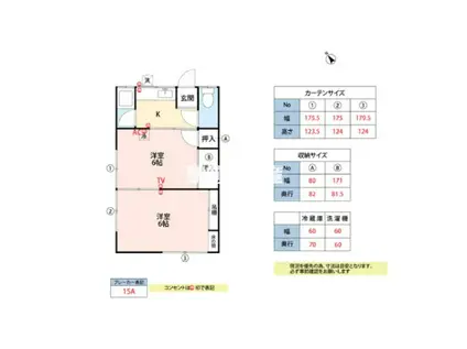 西山荘(2K/2階)の間取り写真