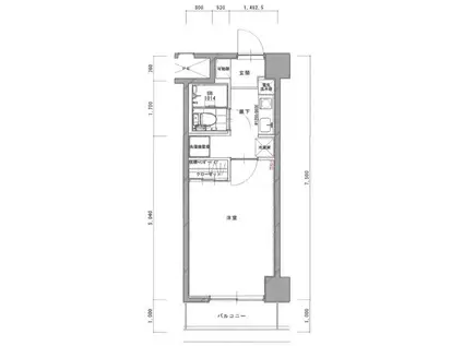 シャンピア鷹匠(1K/3階)の間取り写真