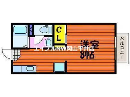 ラックハイツ国富A(1K/1階)の間取り写真