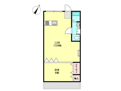 コーポみまさか(1LDK/2階)の間取り写真