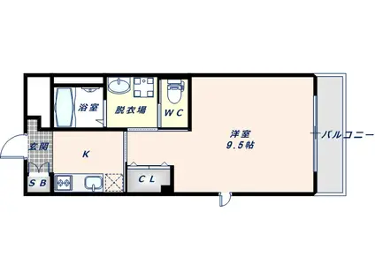 リヤンシャトー(1K/2階)の間取り写真