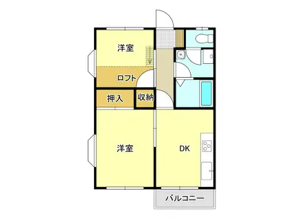 ジュネスI(2DK/2階)の間取り写真