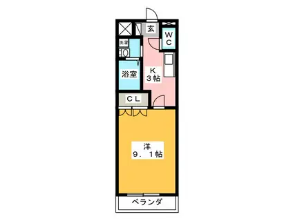 ハイツ南丸の内(1K/1階)の間取り写真