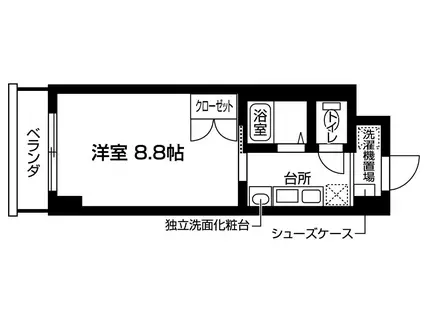 ヴァントゥール本厚木(1K/2階)の間取り写真