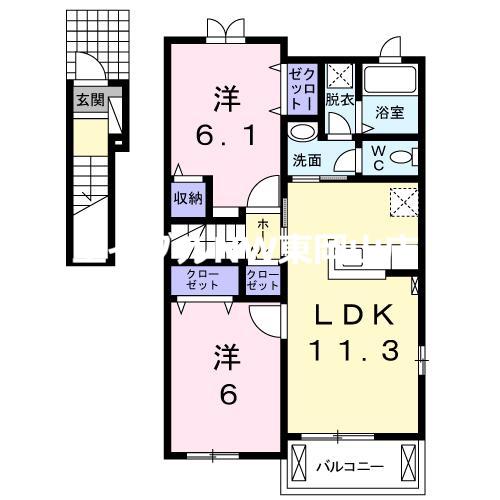 ウィステリア(2LDK/2階)の間取り写真