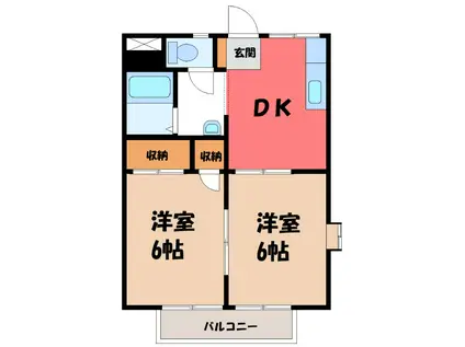 セントヒルズK(2DK/2階)の間取り写真