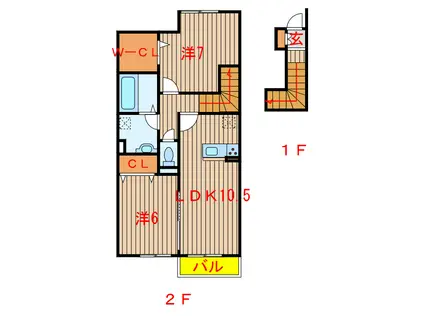 キャトルセゾン伊藤(2LDK/2階)の間取り写真