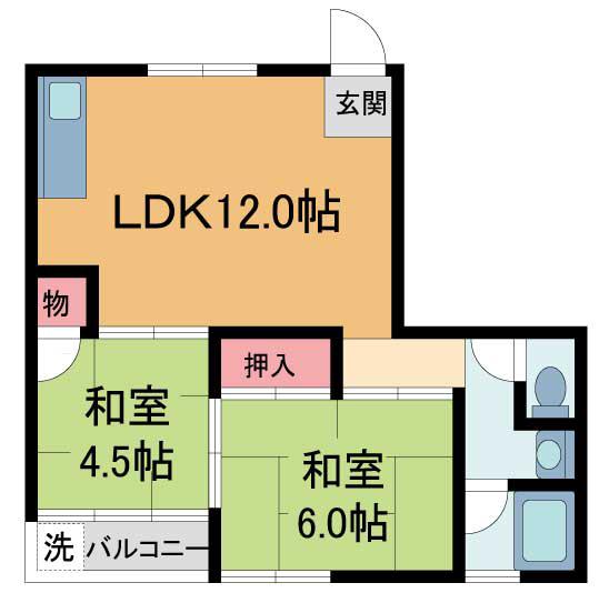 エクセル幸(2LDK/5階)の間取り写真