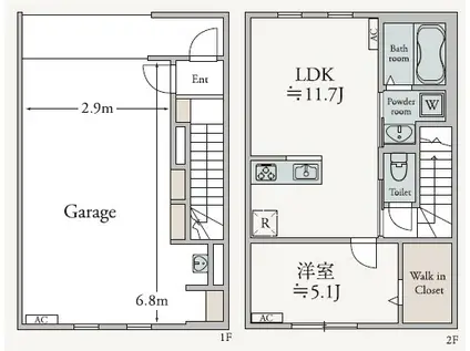 INFRAMINCE EDGE(1LDK/2階)の間取り写真