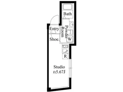 ファーヴァル代々木上原(ワンルーム/4階)の間取り写真