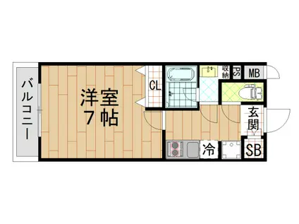 ヴェール近大前(1K/7階)の間取り写真