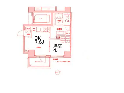 リビオ綱島(1DK/7階)の間取り写真