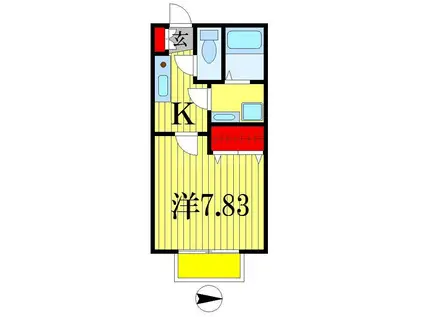 リヴェール武蔵野(1K/1階)の間取り写真