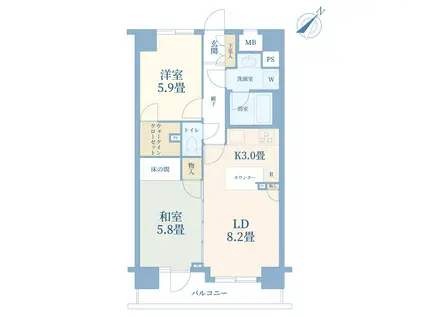 グランコピエ大井町駅前(2LDK/2階)の間取り写真