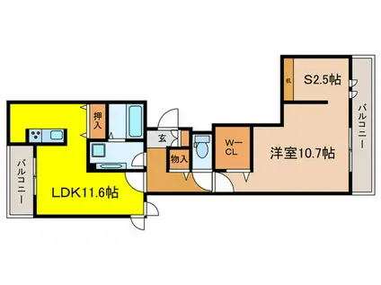 東武東上線 東武練馬駅 徒歩8分 3階建 築3年(1SLDK/2階)の間取り写真