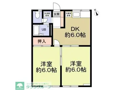 エステートピア三橋(2DK/1階)の間取り写真