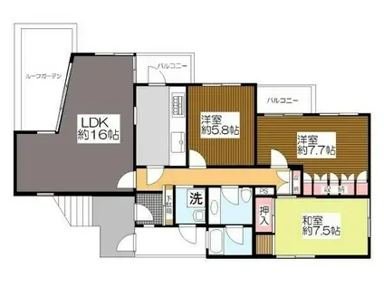 ケーフラット(3LDK/3階)の間取り写真