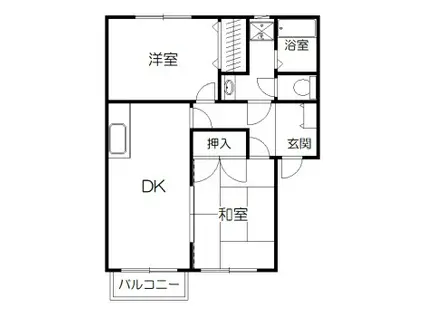 ウィスタリア 21(2DK/2階)の間取り写真