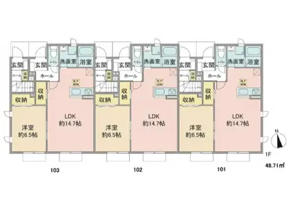 M.STAGE I(1LDK/1階)の間取り写真