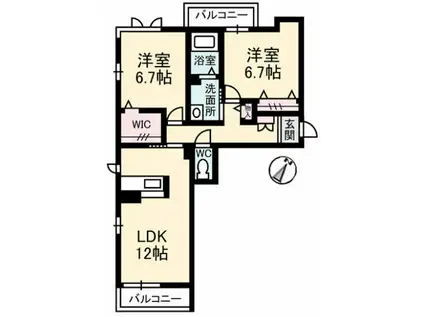 エクセルコート(2LDK/2階)の間取り写真