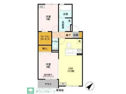 アルシオネ(2LDK/1階)の間取り写真