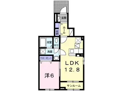プランドール弥勒寺(1LDK/1階)の間取り写真